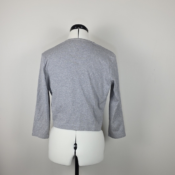 Esprit Gray Tie Front Cropped Cardigan Lightweight Knit Size XL - Picture 8 of 9